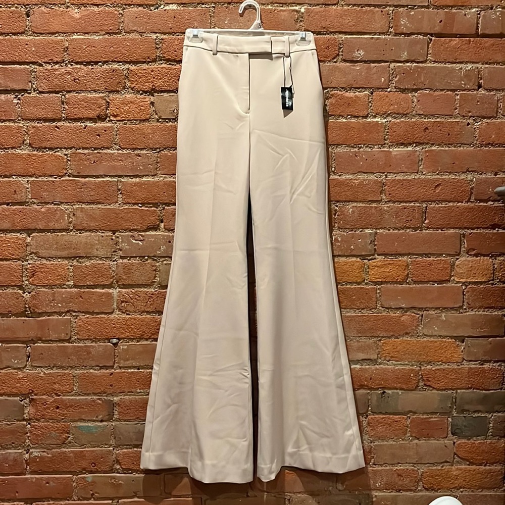 Tan high rise flare work pants